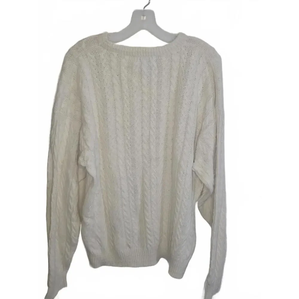 Preswick & Moore Women's Medium Cream Cable Knit Sweater - Picture 2 of 5